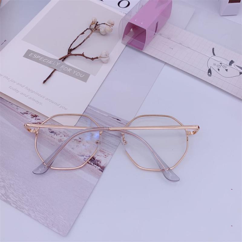 Simple Women Anti-blue Glasses Metal Frame Polygonal Glasses Fashion Female Glasses