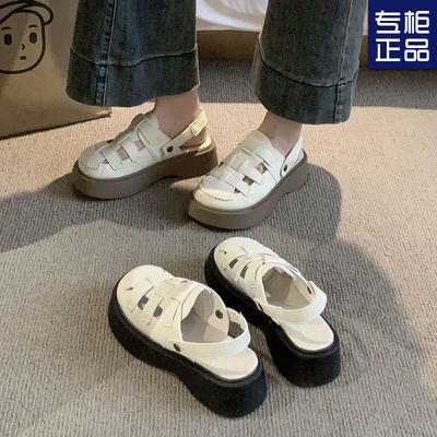 Two Wear Hollowed-out Bag Head Sandals Women's 2025 Summer New Hole Hole Mori Roman Shoes Thick-soled Half Slippers Women's Outer Wear