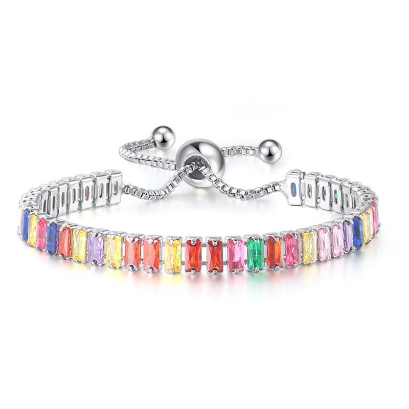 Adjustable Crystal Tennis Bracelets for Women Men Colorful Zircon Folding Buckle Chain Bangle On Hand Party Sexy  Jewelry