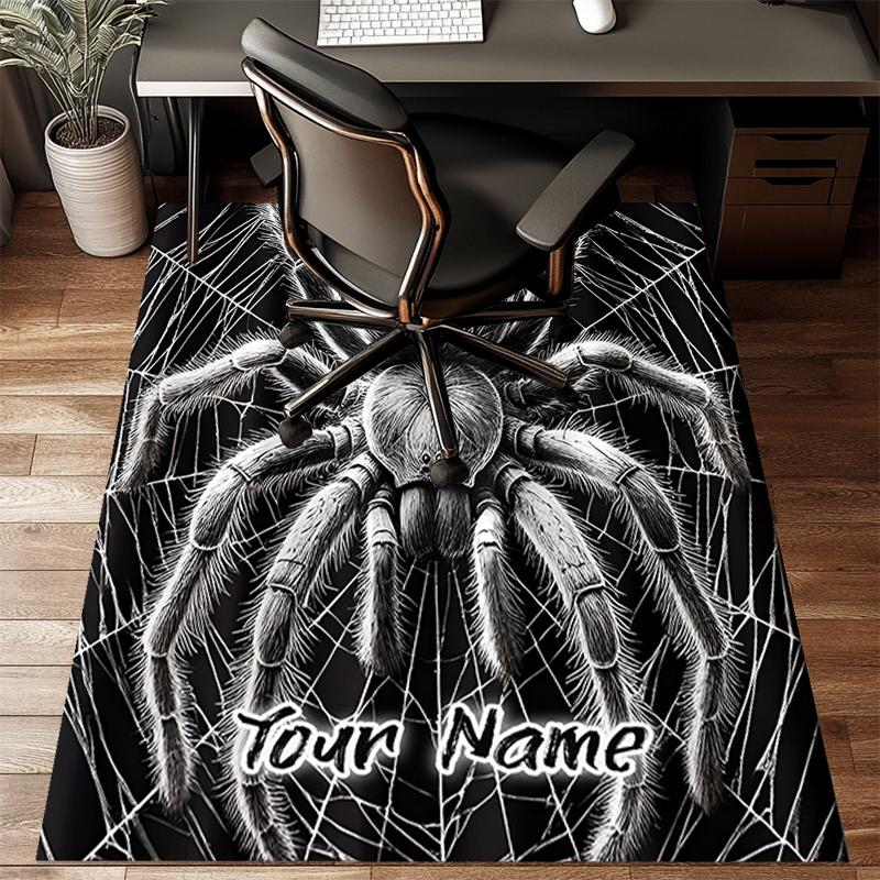 1PC Custom Name "Tarantula Web Design" Theme Floor Mat Ideal for Living Room, Game Rooms, Office, Bedroom,Floor Mat Playful Design