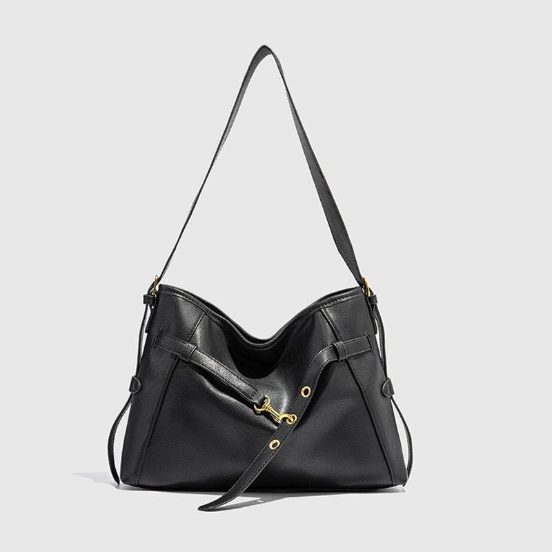 

New large-capacity bag niche retro high-end locomotive commuting large-capacity shoulder messenger tote bag чёрный