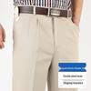 Dad's Pants Men's High Waist Cotton Double Pleated Loose Fit Pants for Spring & Autumn