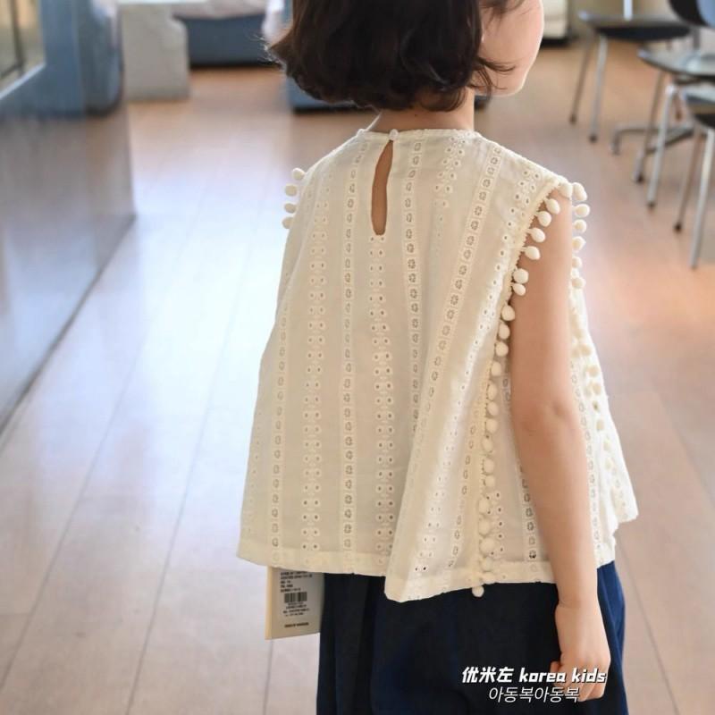 Trendy New Girls Summer Clothing Set 2024 Sleeveless Doll Shirt And Denim Pants Collar Shirt,150cm/59.06in