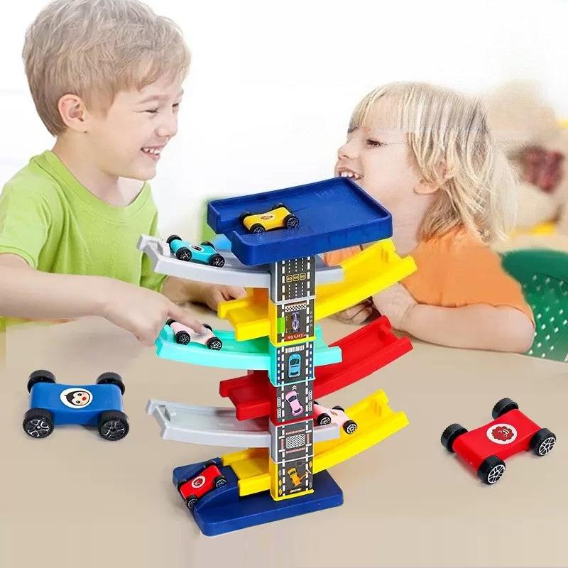 Children's Games Gliding Track Car 4 to 6 Years Inertia Toy Multi Layer Cartoon Puzzle Slide Car Roller Coaster Racing Playthings