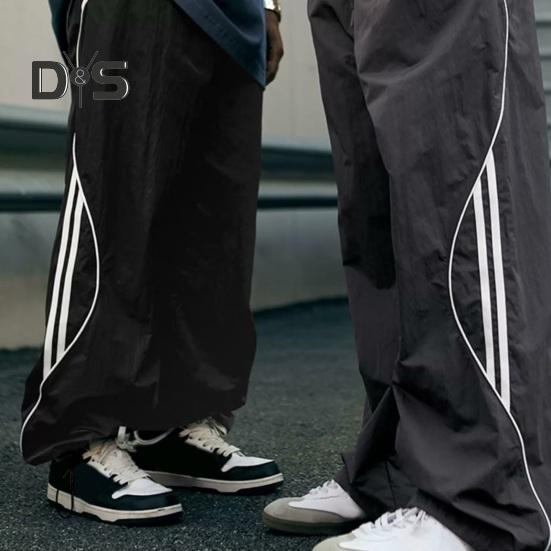 Брюки унисекс Ретро Американский стиль Уличная одежда Тонкие боковые карманы Эластичная — фото 3