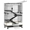 Four-Tier Small Animal Cage, for Bunnies, Ferrets, Chinchillas w/ Wheels, Tray - Black