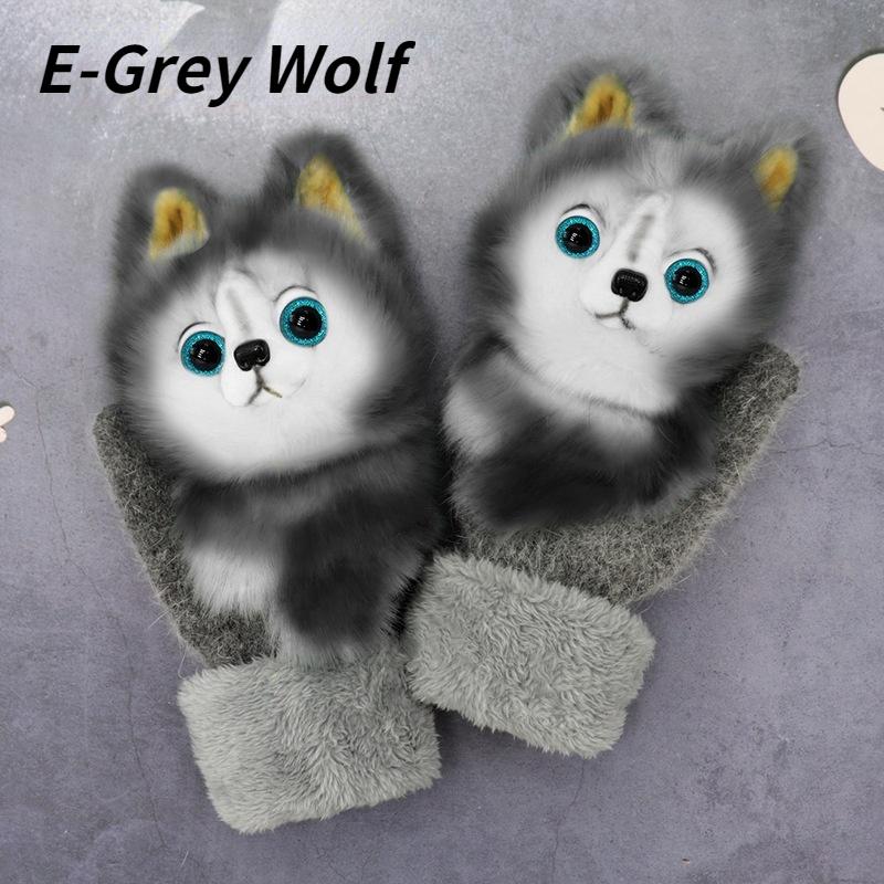 Mote Vinter Varme Hansker Kvinner Dyremønster Hanske Varme Plysj Strikket Hanske Mote Søte Hansker for Kvinner