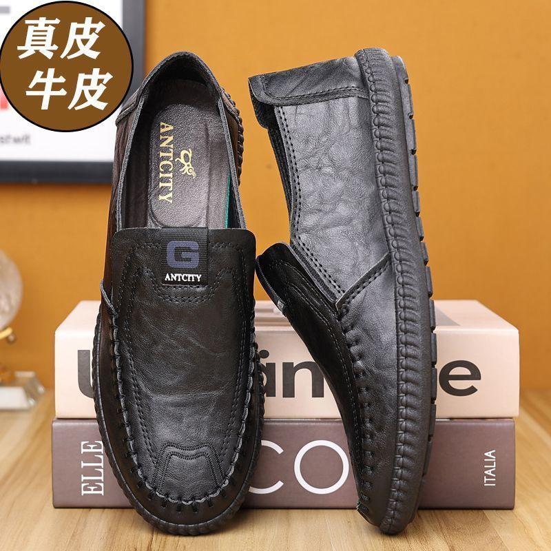 Lederschuhe Herren Business Casual Atmungsaktiv Hochwertig Rutschfest Weiches Leder Weichbesohlte Schuhe