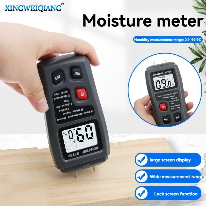 Digital Wood Moisture Meter for Timber Floor Cardboard Black