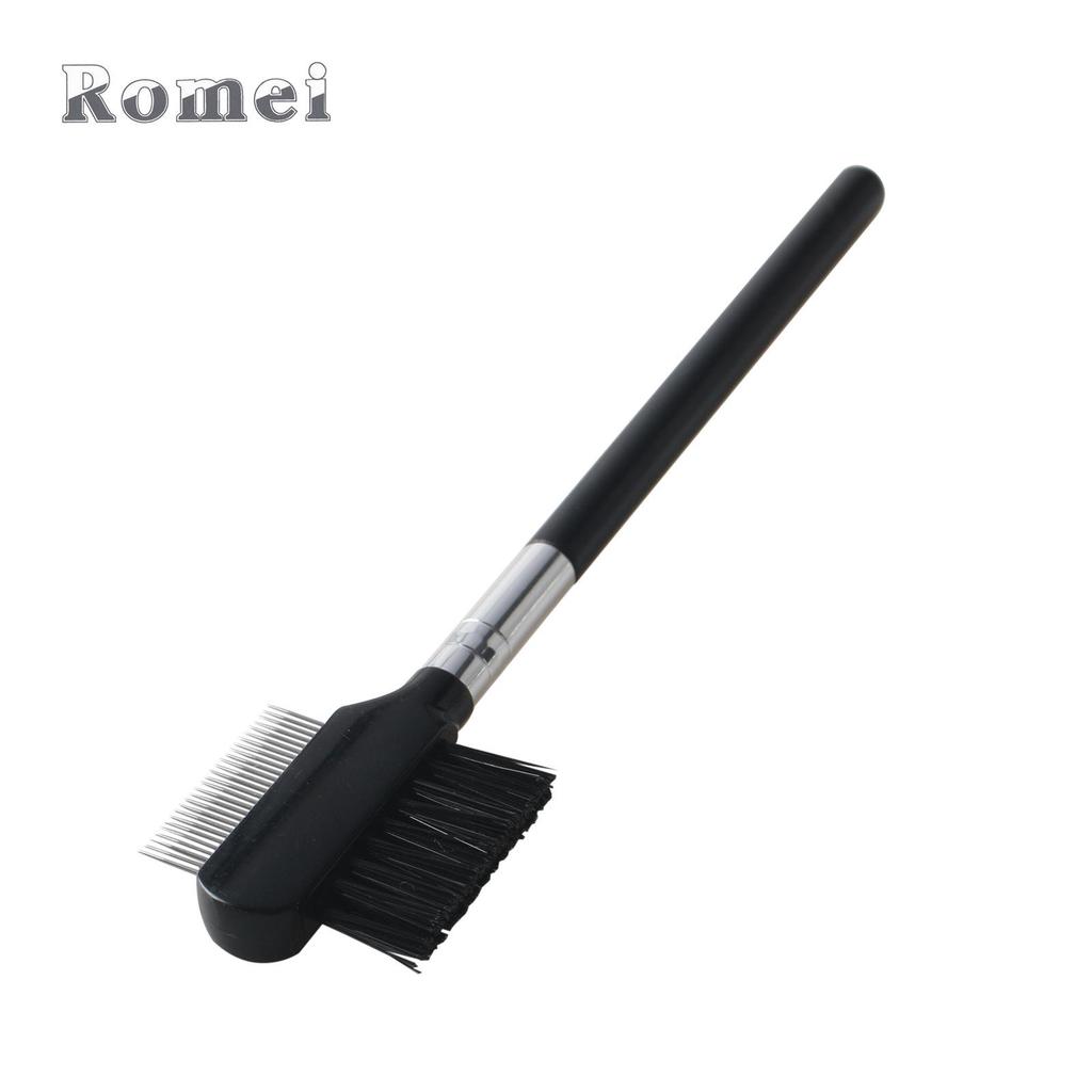 Romei Double-Ended Eyelash Comb & Eyebrow Brush with Straight Handle: Stainless Steel Needles, 3 Lengths, Say Goodbye To Spider Legs