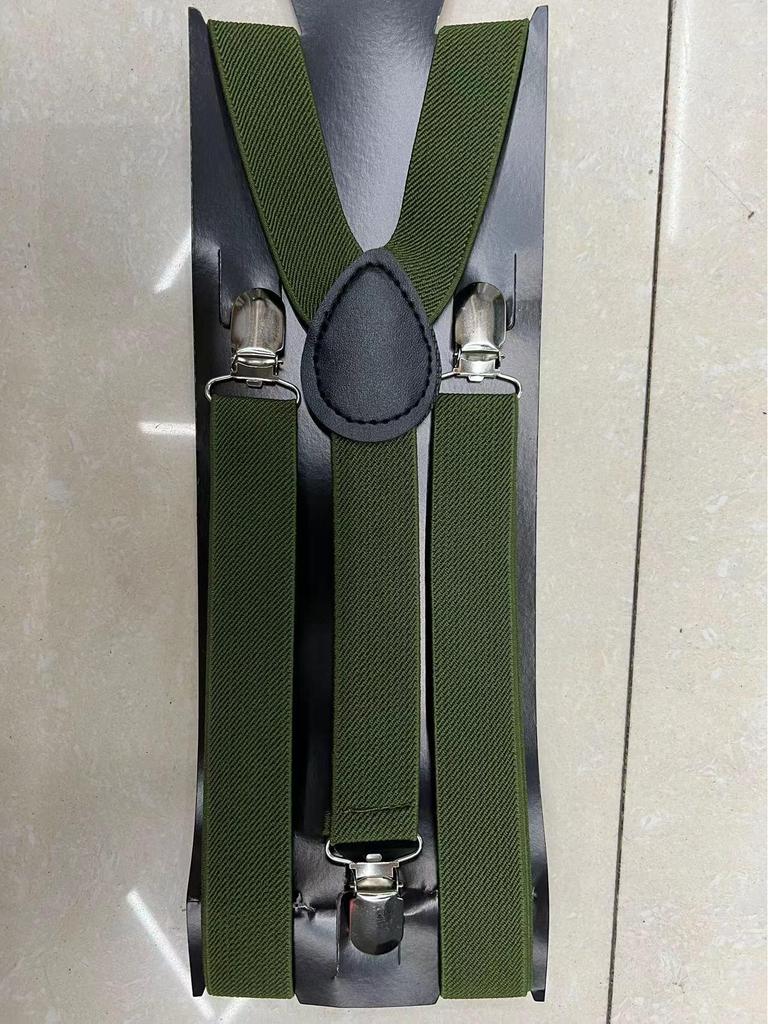 Unisex Black Adjustable Three-Clip High-Elastic Suspenders for Dress Pants