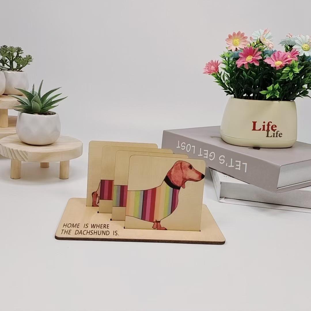 Creative Wooden Rainbow Sausage Dog Roller Coaster Toy For Kids - Non-Toxic Wood Educational Plaything M