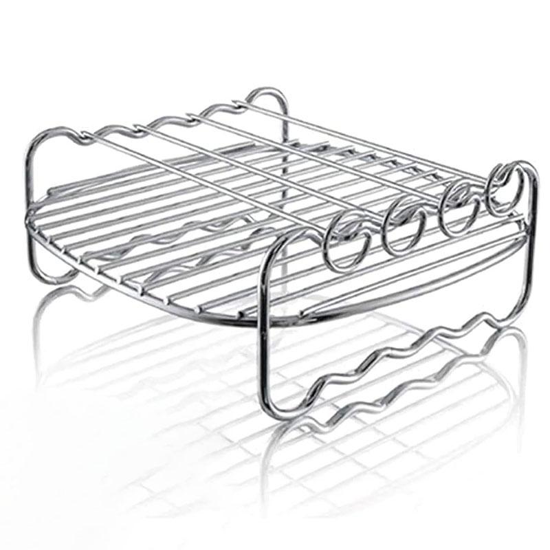 Multipurpose Stainless Steel Air Fryer Rack Bread Grill Stand Roasting Steamer BBQ Wire Holder for Kitchen Cooking Accessories