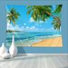 Ocean Beach Tapestry Wall Hanging Natural Landscape Tapestry Sky Seaside Tropical PalmTrees Island Tapestries Party Decor Banner
