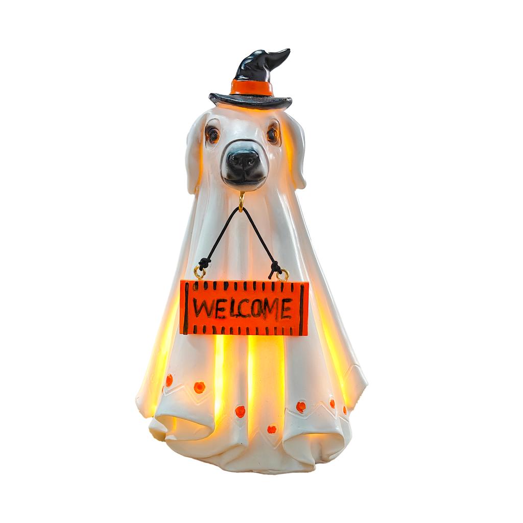 Creative Cute Ghost Statue Puppy Kitten Duck Calf Resin Figurines Halloween Decoration Hanging Ornaments Home Party Decor Crafts