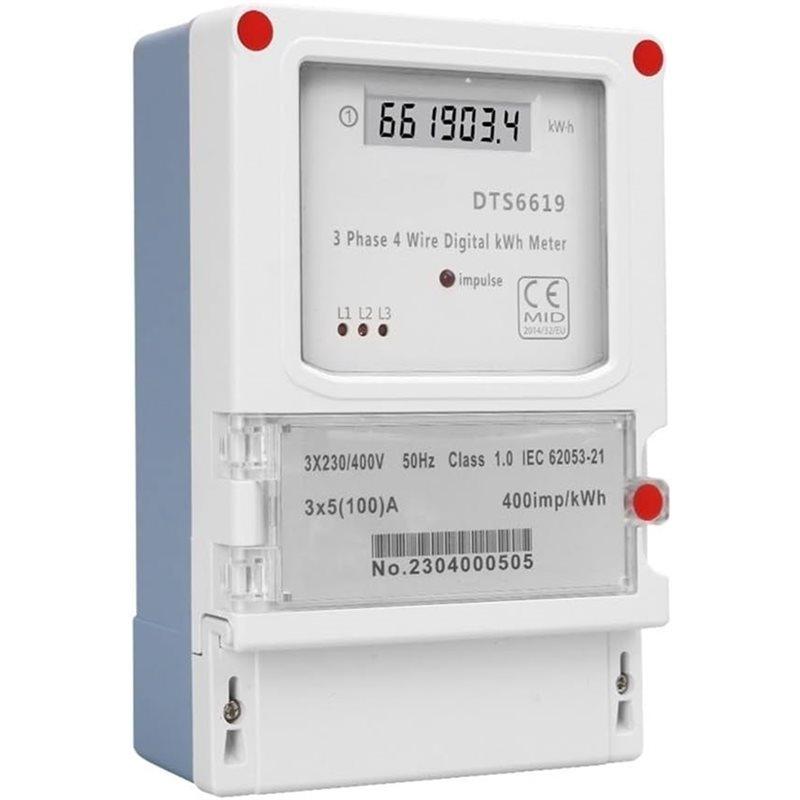 Electricity Measurement 380V 3-Phase 5-100A 4-Wire LCD Digital Energy Meter Kwh Power Consumption 35Mm DIN Rail Mounting