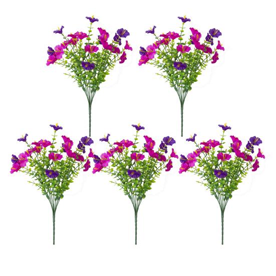 Faux Petunia Flowers Bunch Outdoor Artificial Flowers Realistic UV Resistant Fake Flowers for Porch Patio Window Box Hanging Basket