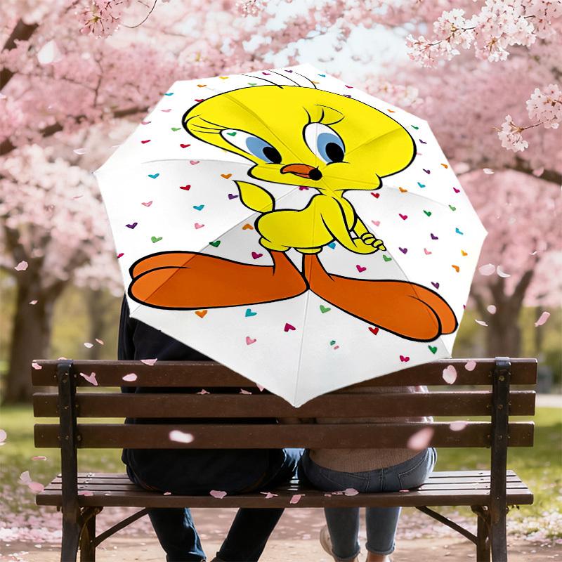 1PC Warner Tweety Bird Automatic Open/Close Umbrella with Windproof, 55-Rib Sturdy Canopy, Durable Ribs1272A