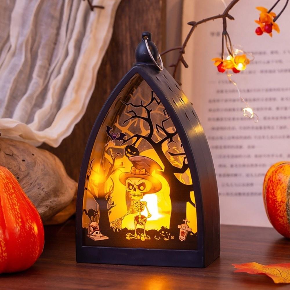 Cordless Halloween LED Lamp Witch Halloween Hanging Lantern Pumpkin LED Light Car Interior