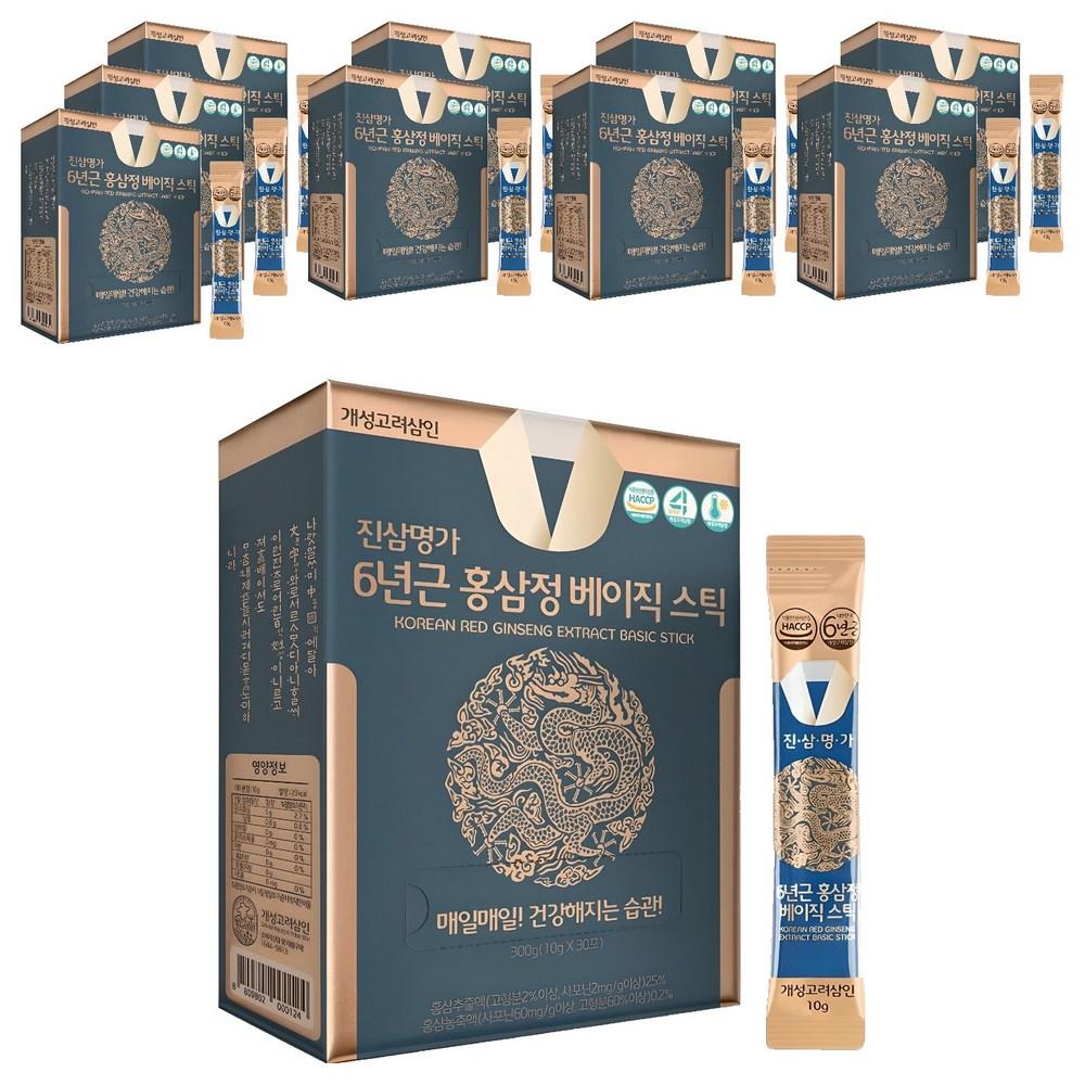 Gaeseong Goryeo Samin Jinsam Myeongga 6-Year-Old Red Ginseng Extract Basic Stick 300g 10 Pcs