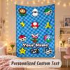Custom Personalized Tapestry,Super Mario Print Custom Name Text Wall Art Hanging for Bedroom
