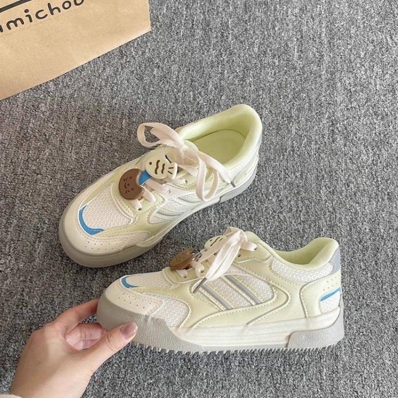 Dopamin-Plateau-Mesh-Schuhe Damen Frühling und Sommer vielseitige lässige Board-Schuhe Studenten-Cartoon-Sportschuhe