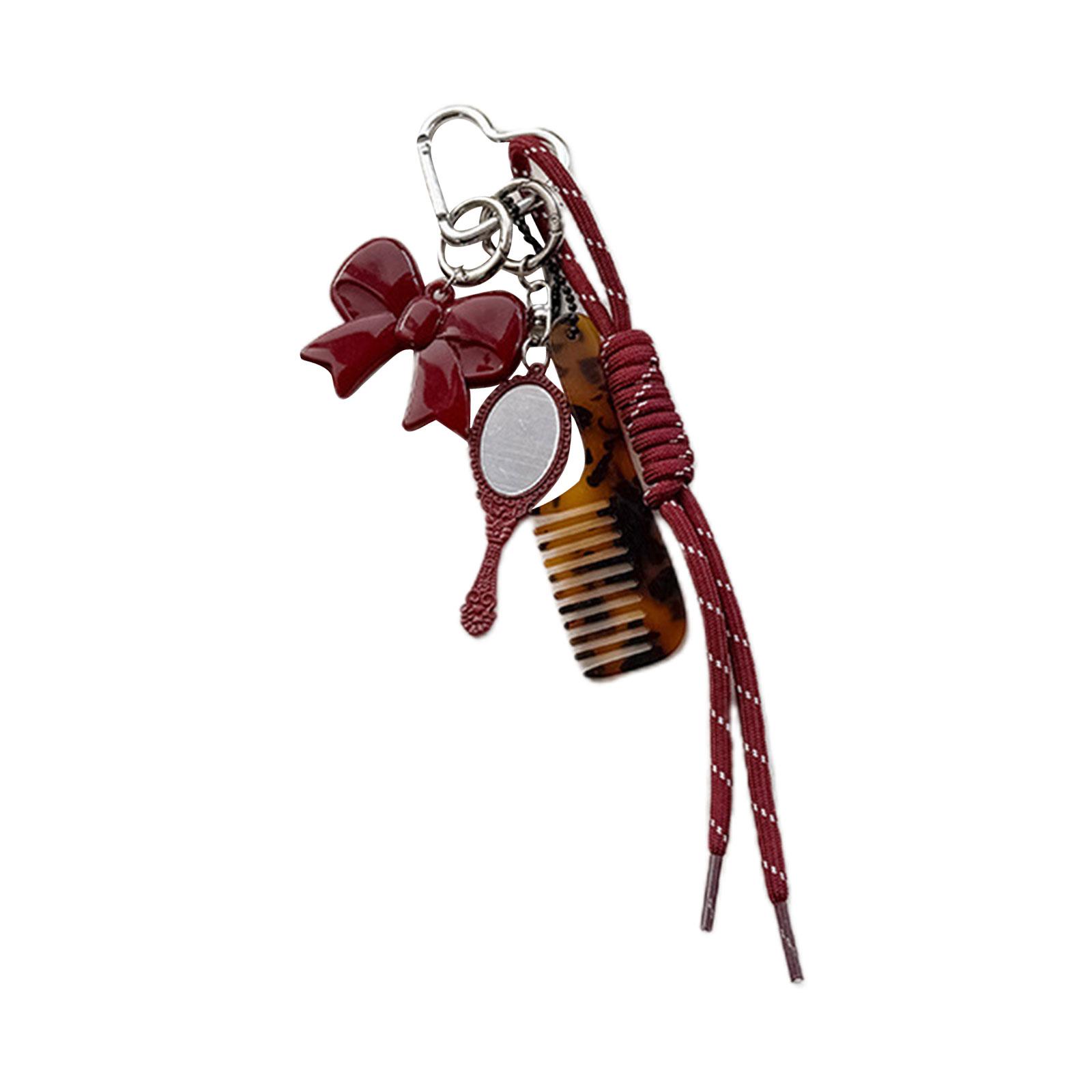 

Модный ацетатный гребень-зеркало, кулон, брелок, многофункциональная веревка, держатель для ключей, подвеска для сумки, подходит для ежедневного использования вино красного