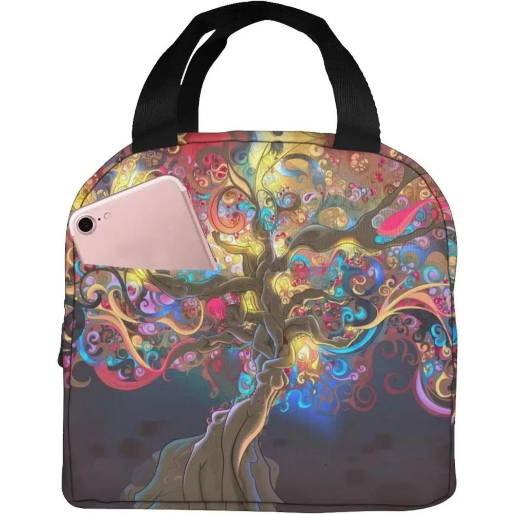 Stars Moon Black Lunch Bag Insulated Tote Cooler for Women Kids Girls, Small Lunch Box Reusable Freezable Aesthetic Bag