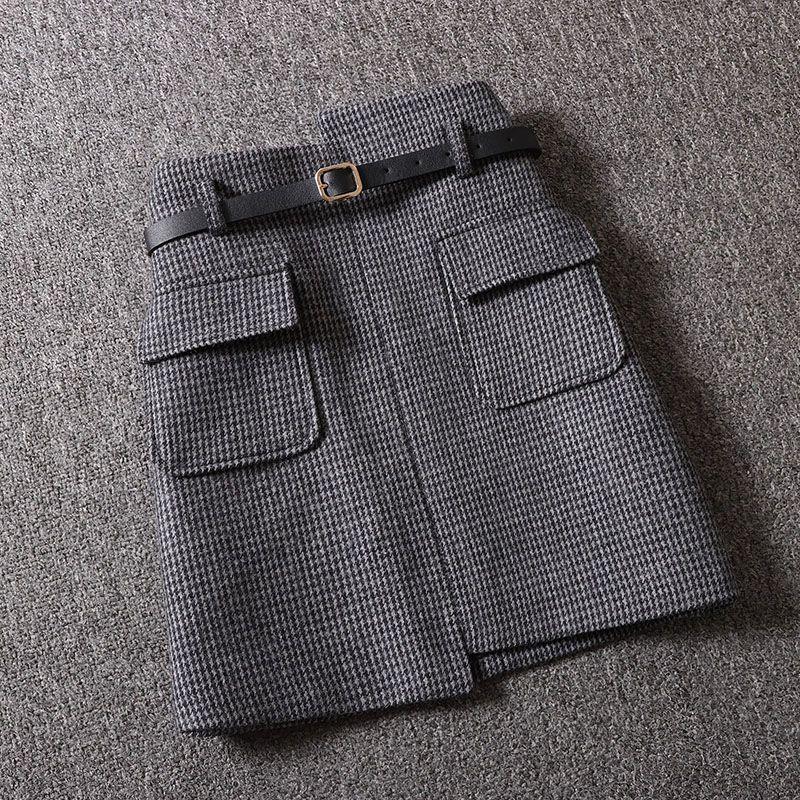 

Женская юбка в полоску с поясом, 2 цвета, S-XXL, карман, женские короткие юбки S чёрный