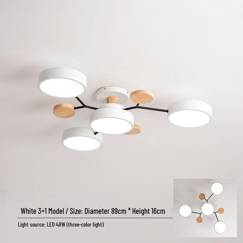 

Nordic Macaron Solid Wood LED Ceiling Light for Living Room/Bedroom Tri-color Light - 220V