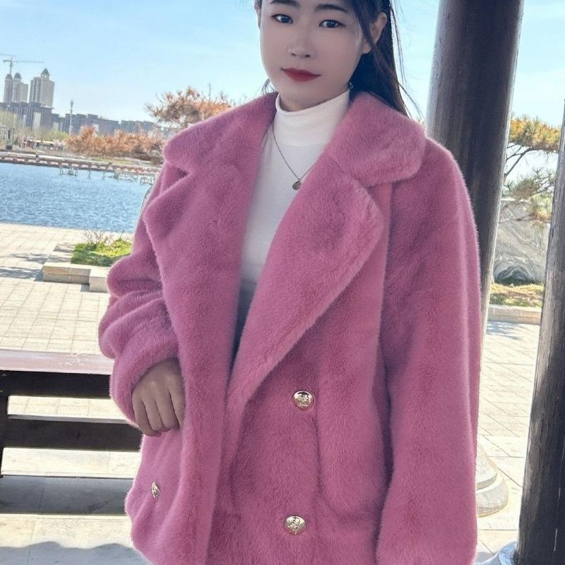 New Imitation Mink Fleece Fur Jacket Autumn and Winter Thickened Fur Integrated European Mink Fleece Short Lapel Jacket