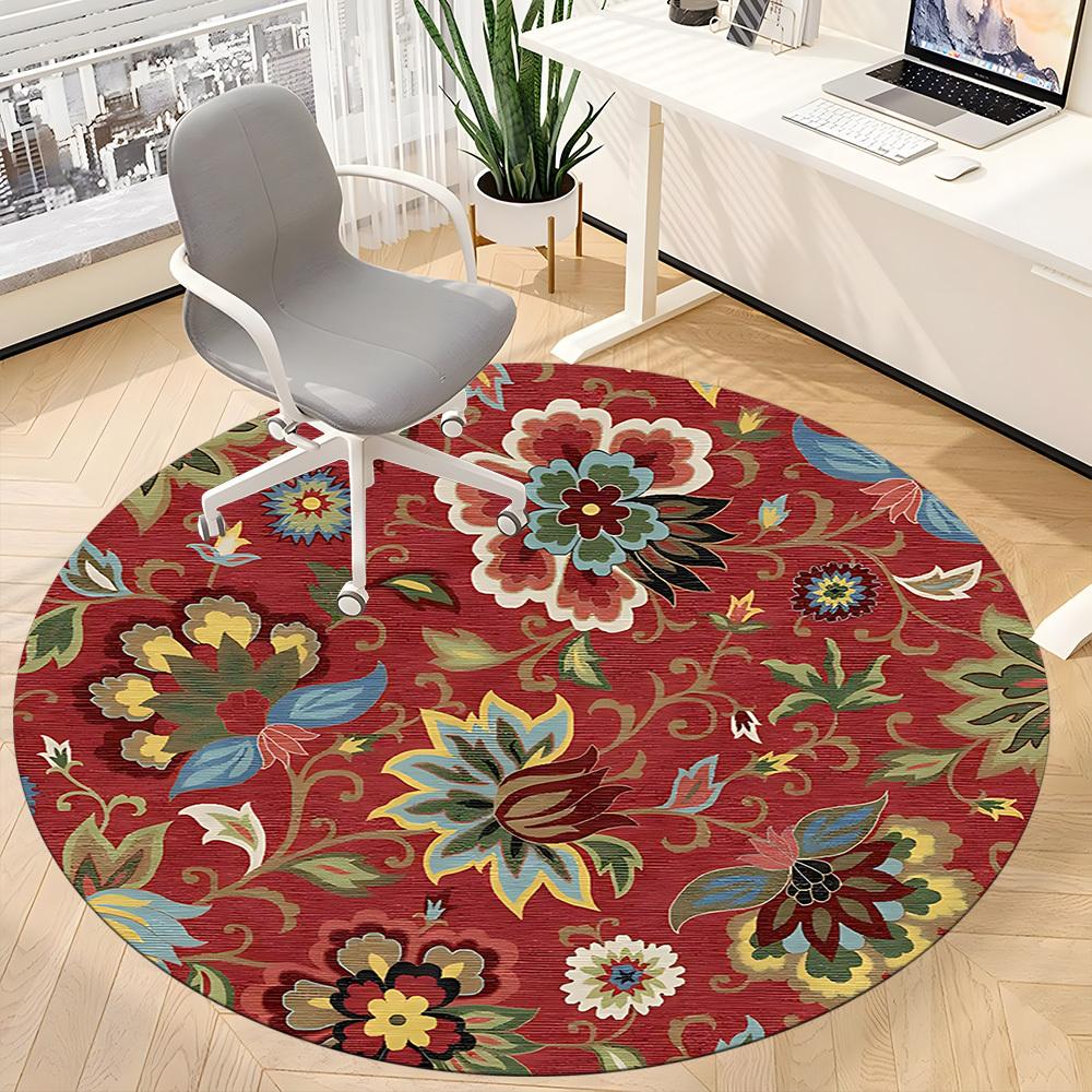 1PC Floral Pattern Chair Carpet for Office, Indoor Non-Slip Washable Carpet, Soft Comfortable Mat For Office Room Yy250930207