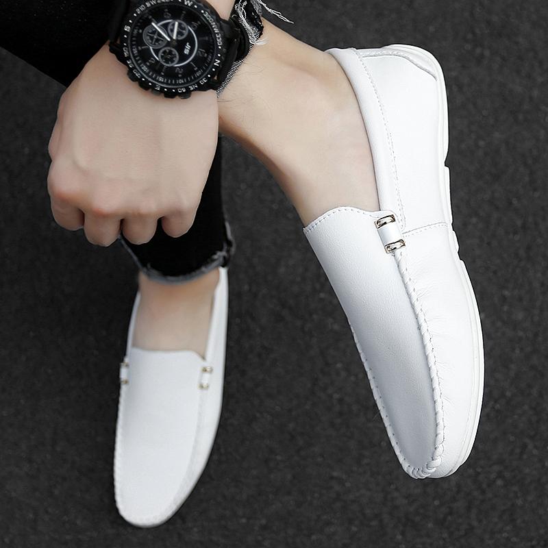 Doudou shoes British new summer white casual small leather shoes lazy soft-soled driving shoes