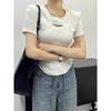 2026 Women's Slim Fit Short Sleeve Hollow Out Casual T-shirt