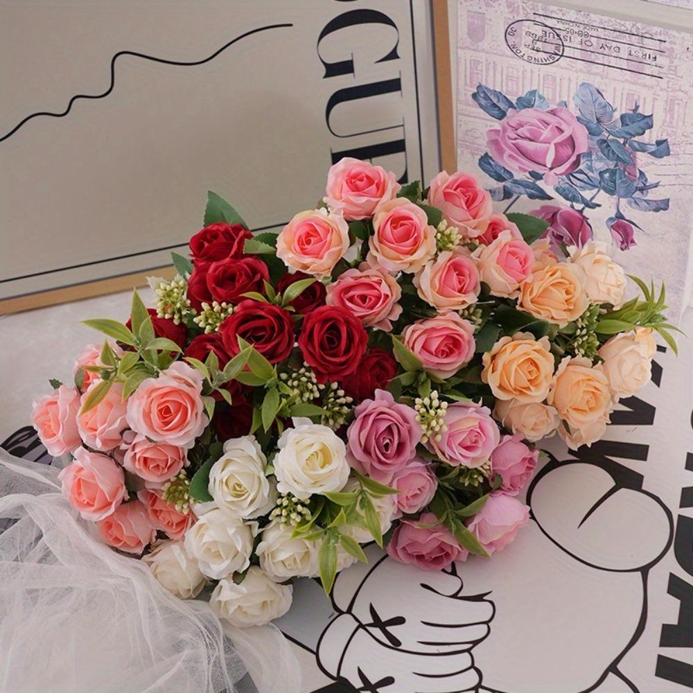 1BUNCH/10 Head Romantic Artificial Roses, Fragrant Concubine Bouquet Wedding DIY Party Home Decoration