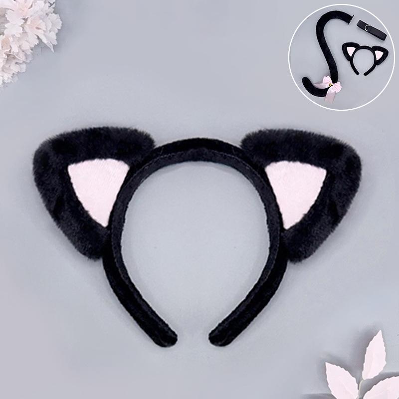 Lolita Kc Cat Ear Headband Handmade Cute Cat Lady Lolita Headgear Plush  Ear  Tail Set