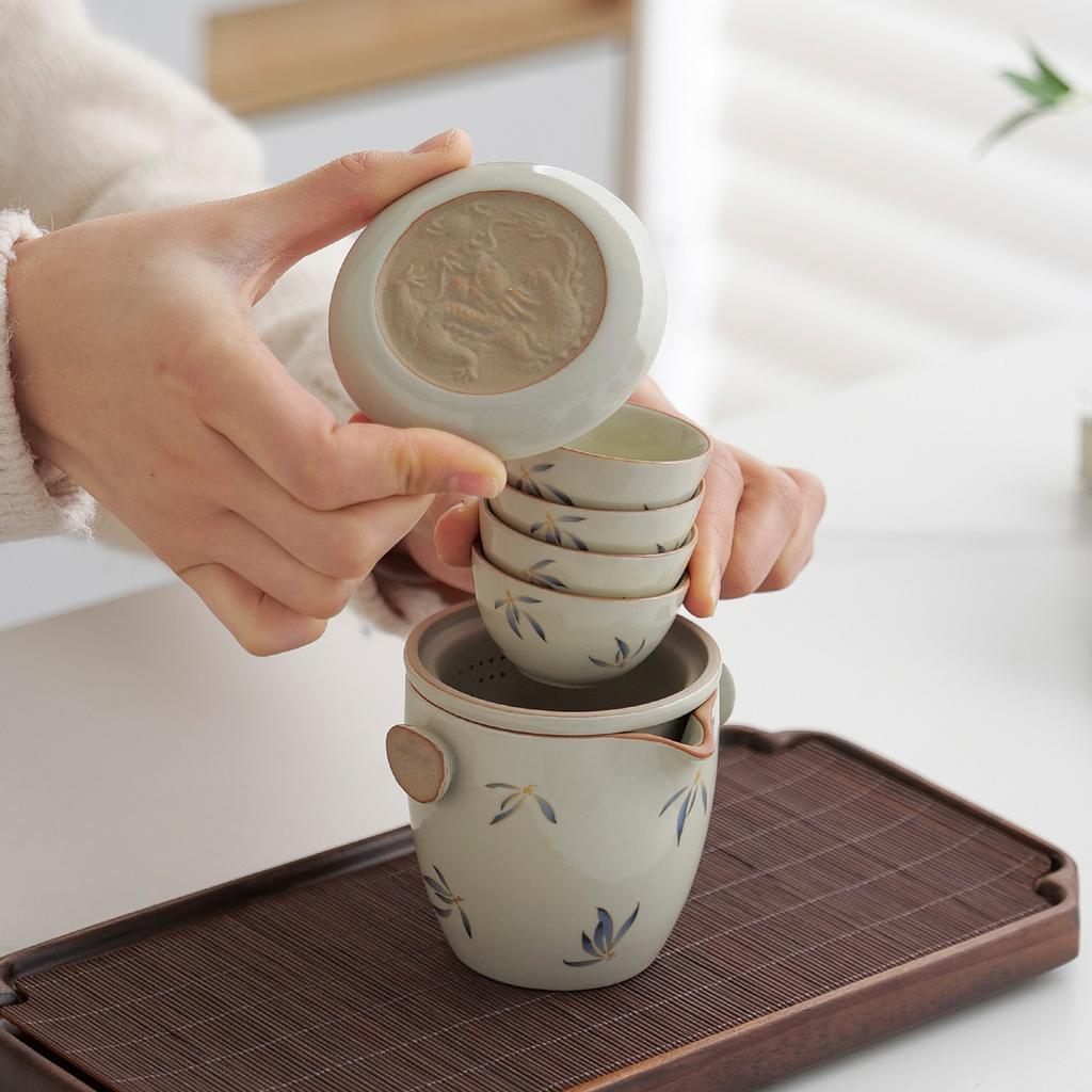 1011 new portable travel tea set high-end Chinese portable express cup for one person to drink tea