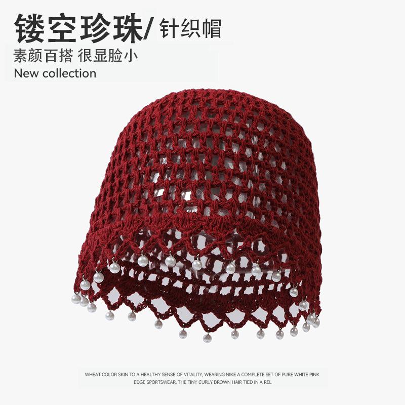 Beret women's autumn and winter handmade knitted wool hat double-layer warm and windproof retro niche stacked bag head cold hat