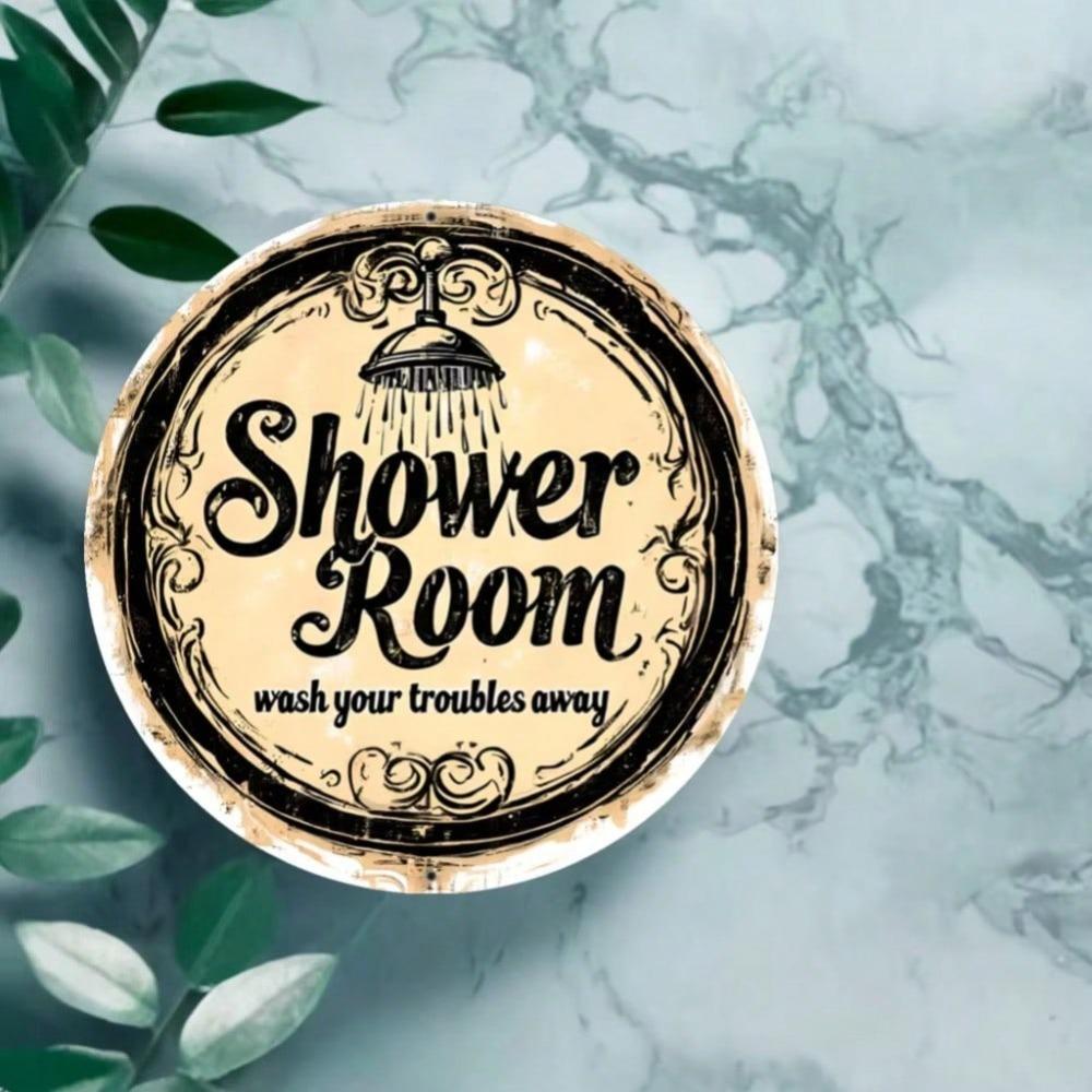 Waterproof Aluminum Shower Sign Circular Wall Art Home Decor Gift