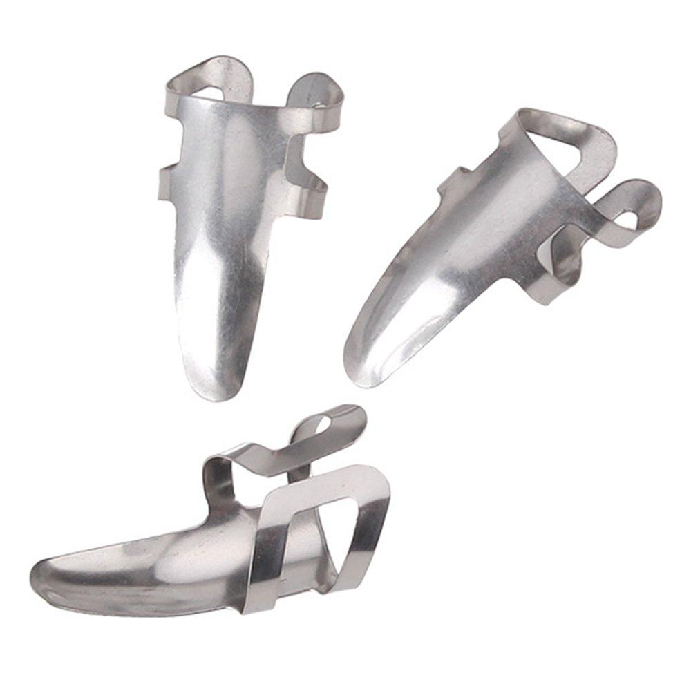 Yibuy Chrom-Fingerplektrum, Edelstahl, Gitarrenplektrum, Zeigefingerplektrum, 3 Stück