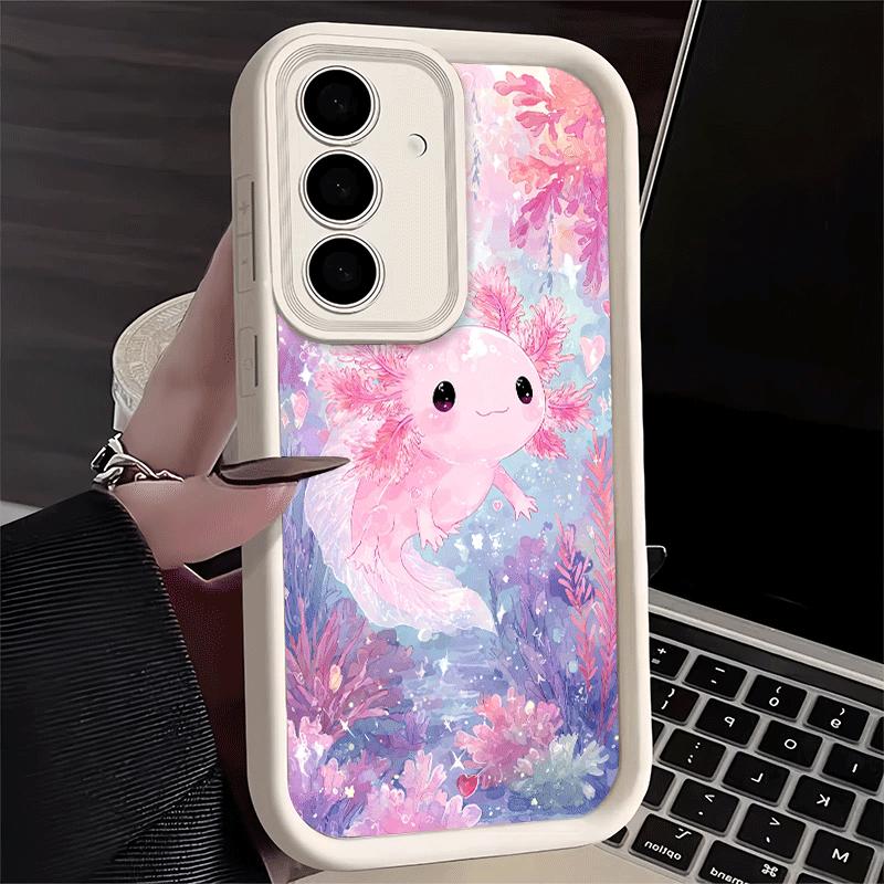 Phone Case for Samsung Galaxy A17 A16 A15 A14 A13 Axolotl Cartoon Cute A56 A36 A26 A55 A35 A25 A54 A34 A24 A53 A33 A23 A07 A06