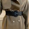 Women's Decorative Belt with a Wool Overcoat, Practical Korean-style Black Elastic Waist Cincher, Vintage Sweater, and Leather
