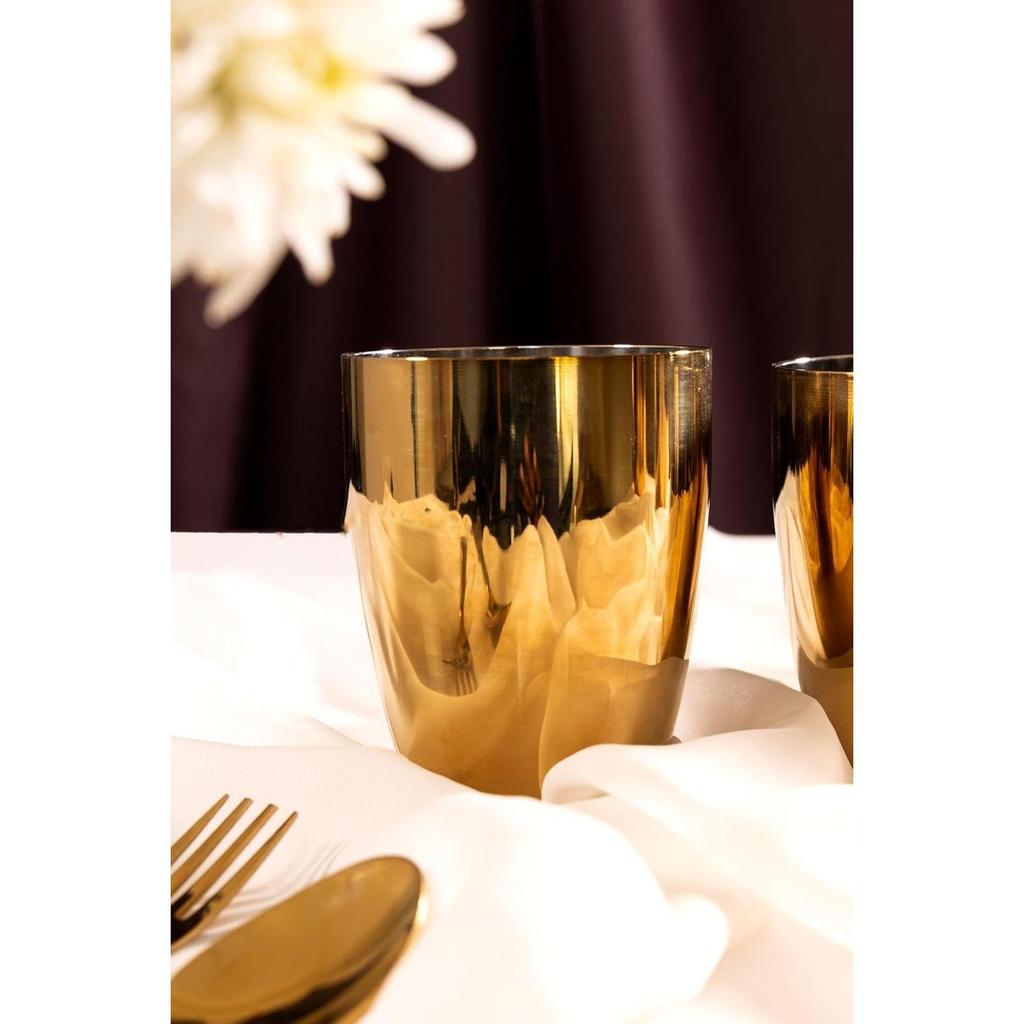 Ensemble de 4 Verres en Acier, Or PVD, Verre à Boire 100% Alimentaire, Verre à Eau Lavable au Lave-Vaisselle, Non Toxique, Gobelet Anti-Ternissement