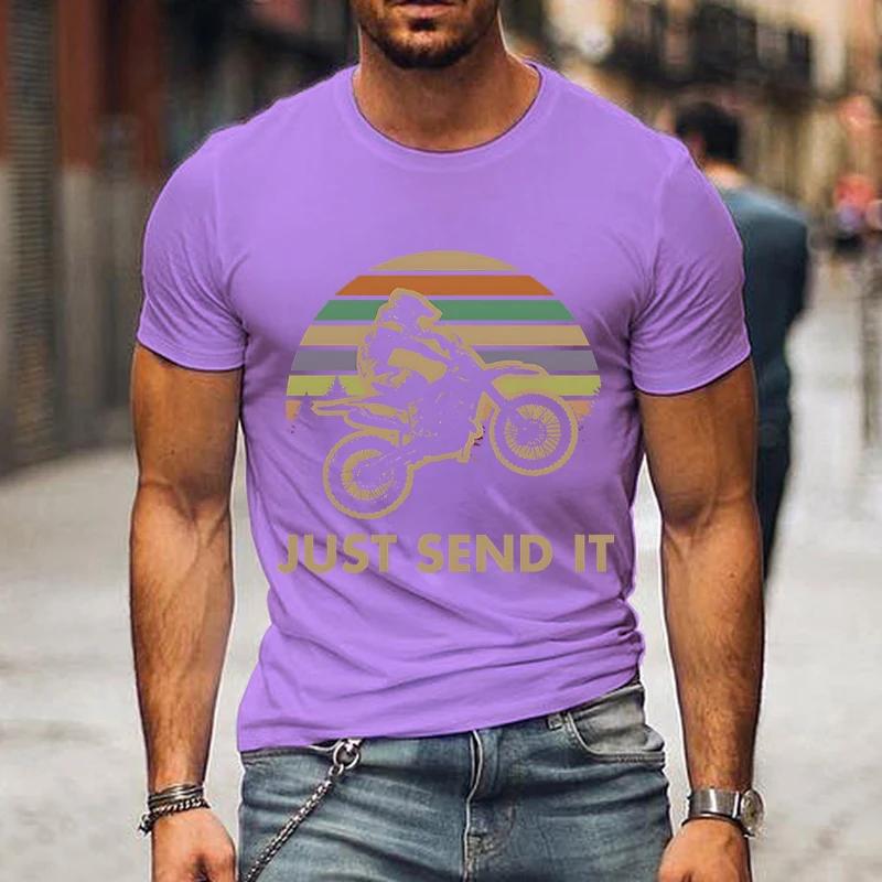 Just Send It Print Shirt Motorcycle Graphic Men Women T-shirts Vintage Style Motocross Gift Classic T Shirts Street Men Tshirt
