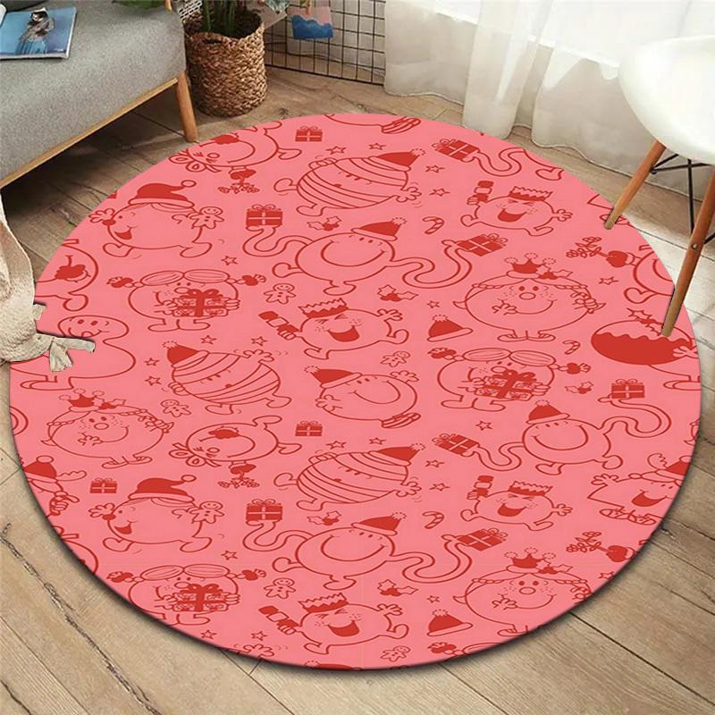 Herr. Herren Teppich Little Miss Rund, Teppich für Wohnzimmer Schlafzimmer Sofa Spielzimmer Dekor, Rutschfeste Bodenmatte
