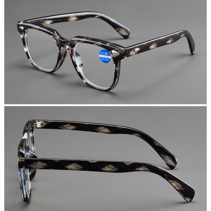 Fashion Square Large Frame High-Definition Reading Glasses Men Ms. New Retro Blue Light Barrier Presbyopia Glasses To + 4.0