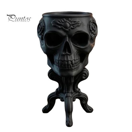 Kleiner Sukkulenten-Übertopf Mini Gothic Totenkopf Topf, 3D-gedruckter gruseliger Blumentopf, Pflanzenbehälter Behälter, Schreibtischdekoration für Halloween-Party