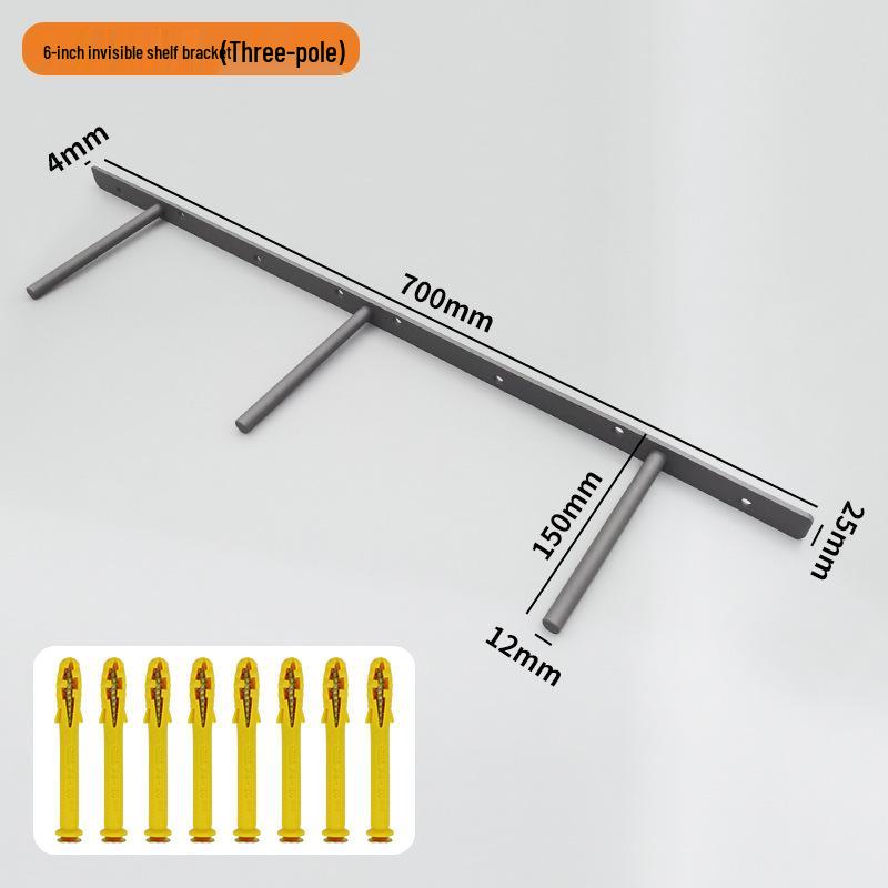 T-Shaped Invisible Shelf Bracket: Wall Mount Bookshelf & Storage Support.