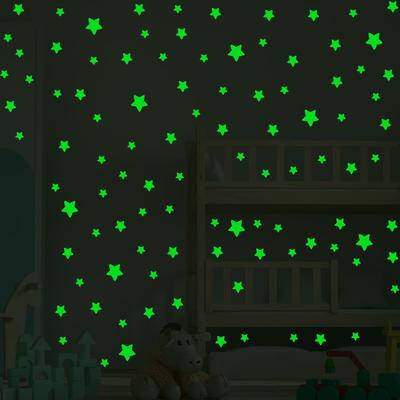 100 ks světelných samolepek na zeď, zářící ve tmě, hvězdy, samolepky pro děti, dětské pokoje, barevné fluorescenční samolepky