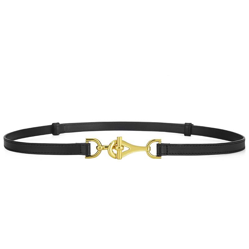 Womens Slim Leather Waist Belt With Adjustable Length Geometric Triangle Buckle Dresses Chic Cinch In Black Coffee 95cm-115cm adjustable length